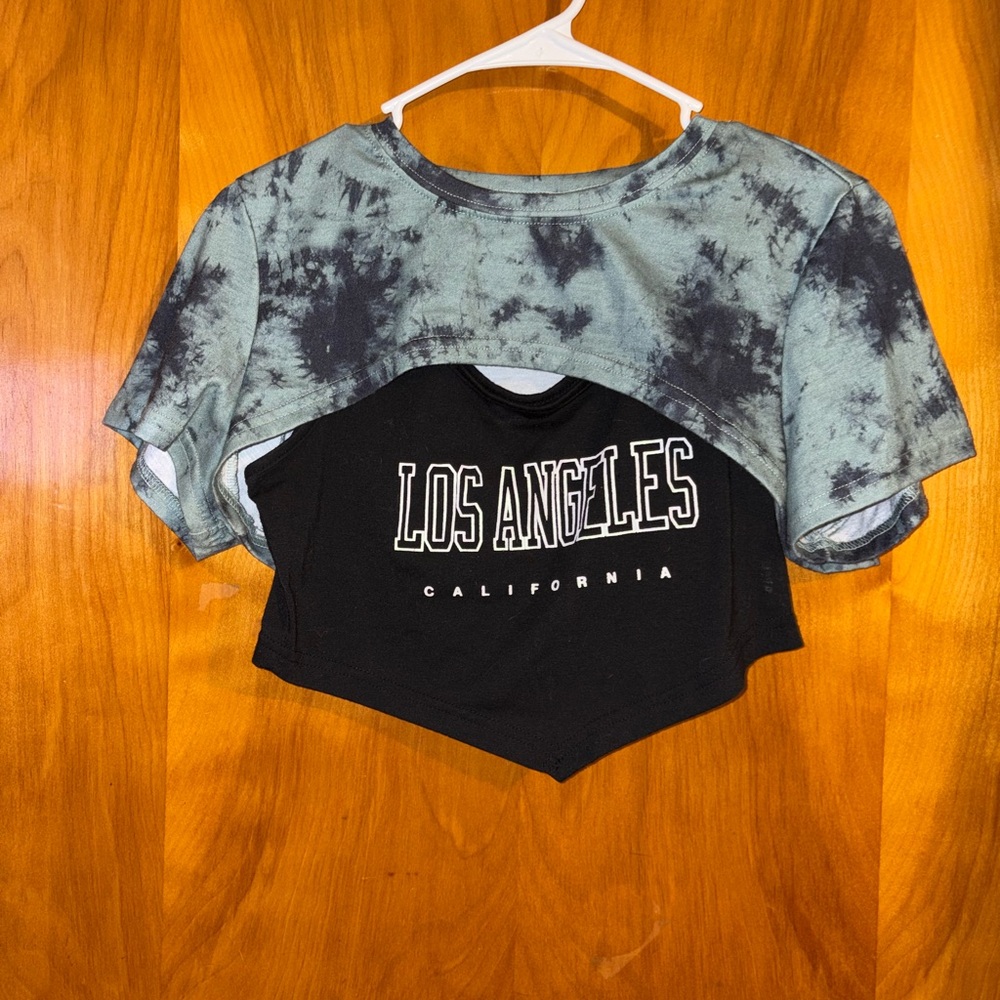 ROMWE Two Piece cropped tank with tee overlay